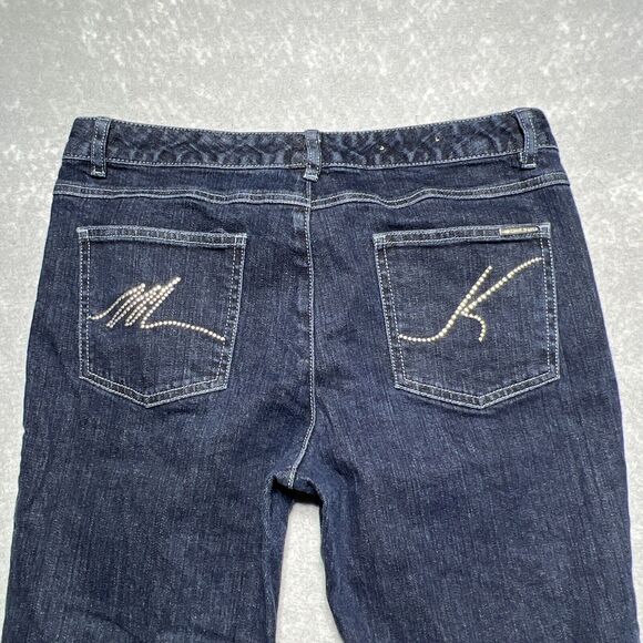 Michael Kors Blue Washed Flared Ankle Denim Jeans Raw Hem Stretch Women’s SZ: 10 - Picture 8 of 14